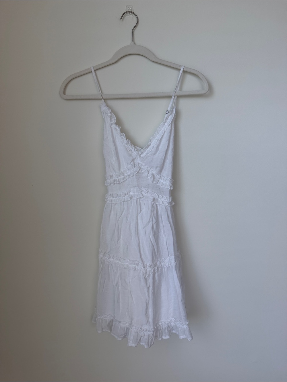 White Ruffle Mini Dress